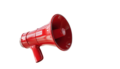 Red megaphone on black background (2)