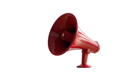 Red megaphone against black