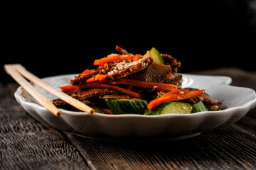 Salad with beef and vegetables.Asian food. Chinese cuisine