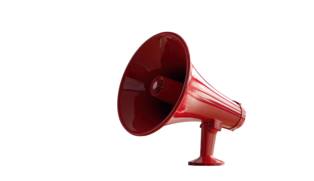 Red megaphone against black