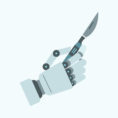 AI Surgery Assistant Robot Hand with Scalpel – Medical Technology Icon
