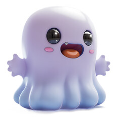 Adorable Purple Ghost on White Background