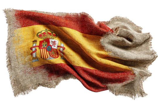 A tattered Spanish flag billowing in the wind