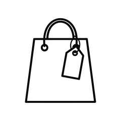 Shopping Bag Silhouette: A simple yet elegant black line art illustration of a shopping bag with a tag, perfectly capturing the essence of retail and commerce. 