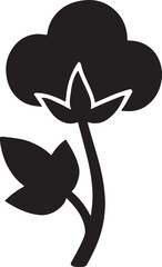 Cotton plant silhouette vector icon, ideal for agriculture, textile, natural, eco, and botanical design.