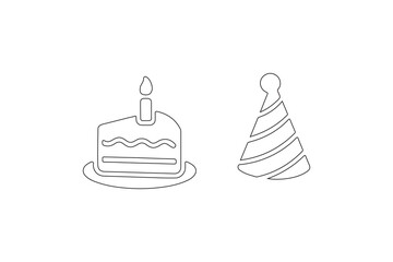 birthday cake icon outline vector