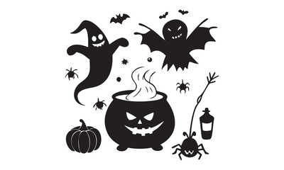 Fototapeta premium Halloween Clipart Bundle - Spooky Ghosts, Pumpkins, Witches and Scary Icons