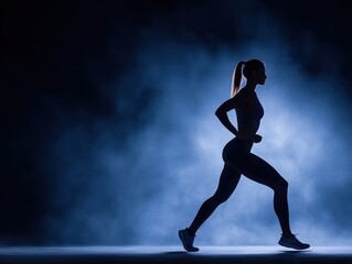 Silhouette of woman in athletic stance