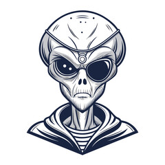 Depicting Create Bold Stroke Alien Pirate With Eyepatch Vibrant Professional Photo