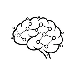 Brain Concept: An intricate depiction of a human brain, interwoven with a network of connecting nodes, representing the complexities of intelligence and thought. 