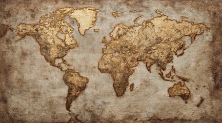 Vintage world map on aged parchment (2)