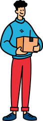 A man is holding a parcel box