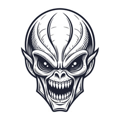 Depicting Create Bold Stroke Scary Alien Face With Sharp Tee Crisp High-Quality Stock Image