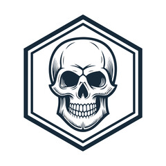 Beautiful Create Bold Stroke Skull Inside Hexagon Minimal Premium Digital Asset