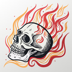 Stunning Create Bold Stroke Skull With Flame Lines Creative Visual