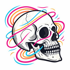 Depicting Create Bold Stroke Skull With Neon Lines Stunning Premium Digital Asset