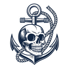 Showcasing Create Bold Stroke Skull With Anchor And Rope Beautiful Professional Photo