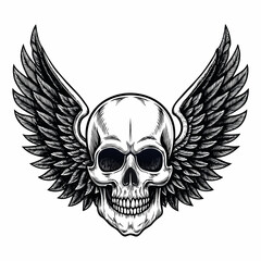 Showcasing Create Bold Stroke Skull With Gothic Angel Wings Crisp Premium Digital Asset