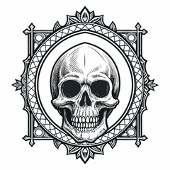 Create Bold Stroke Skull With Gothic Ornament Fram Creative Visual Great for Commercial Projects