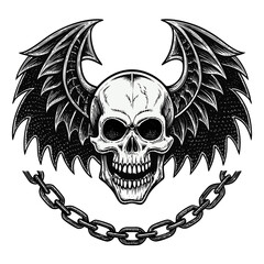 Featuring Create Bold Stroke Skull With Gothic Wings And Cha Dynamic Professional Photo