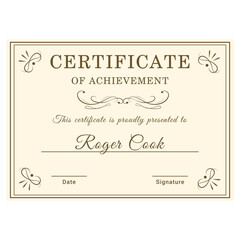 Traditional classic certificate template with elegant frame vector illustration