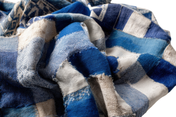 Patchwork textile, denim and linen