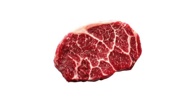 Raw steak, overhead view