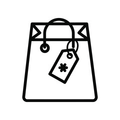 Shopping Bag Icon: Clean, minimalist line art of a shopping bag, representing retail, purchases, and the essence of consumerism.