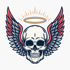 Showcasing Create Bold Stroke Skull With Wings And Halo Vibrant High-Quality Stock Image