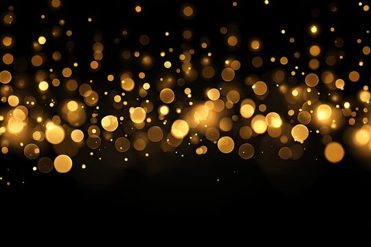 Golden bokeh lights against a black background