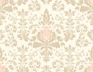 Vintage Rose Damask Pattern