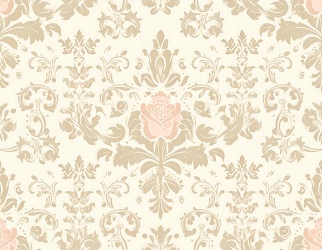 Fototapeta Vintage Rose Damask Pattern