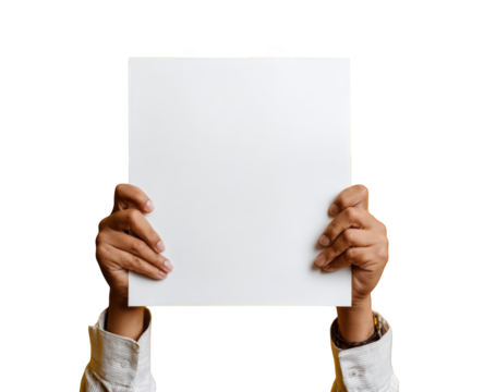 Blank sign held by hands - Powered by Adobe