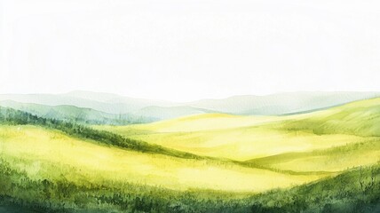 Fototapeta premium Minimalist watercolor hills in yellow and green