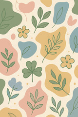 botanical abstract leaf and flower pattern background