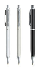 Fototapeta premium Three writing instruments in white, off-white, and black