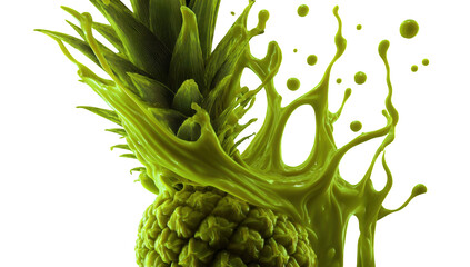 Vibrant green pineapple with liquid splash
