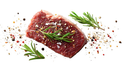 Raw steak with herbs and spices (1)