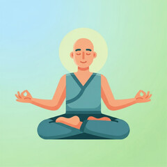 Obraz premium Calm Yoga Man Meditation Pose Icon: Minimalist Vector Silhouette for Wellness, Mindfulness, and Fitness App Design