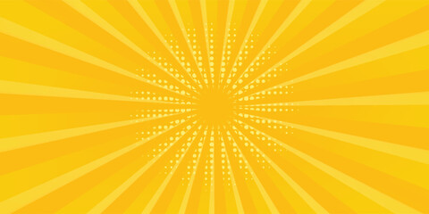Yellow abstract background with light of sunburst. yellow starburst with halftone.