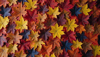 Fototapeta premium Colorful Maple Leaf Background: Autumnal Texture and Pattern