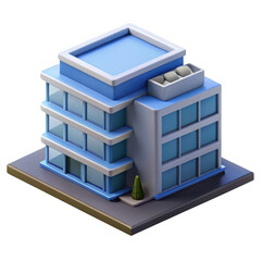 Fototapeta premium 3d modern office building with blue glass facade isolated on transparent background