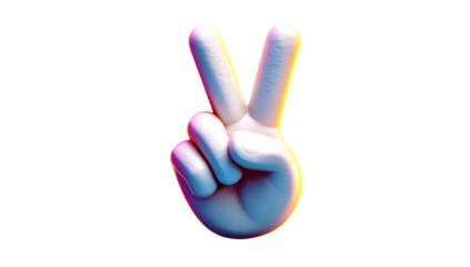 3D rendered stylized hand making a peace sign