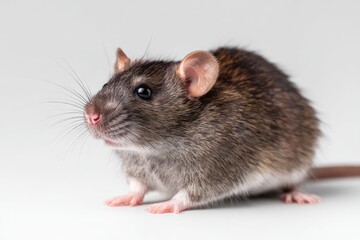 Close-up of a gray and brown rat