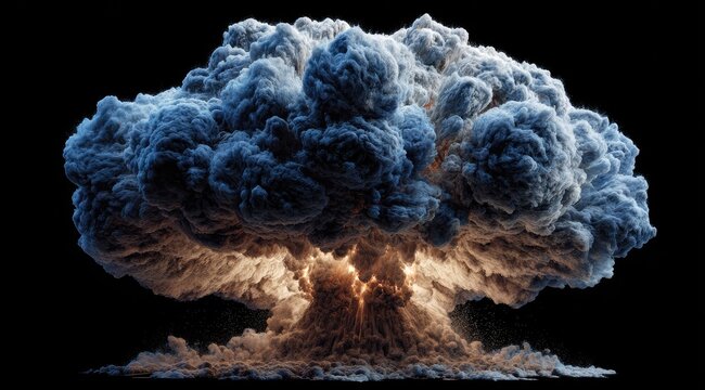 Massive mushroom cloud explosion, dark background