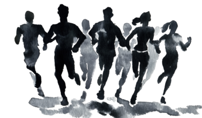Silhouette of runners in motion