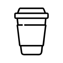 Coffee cup icon in minimalist style with black outline  