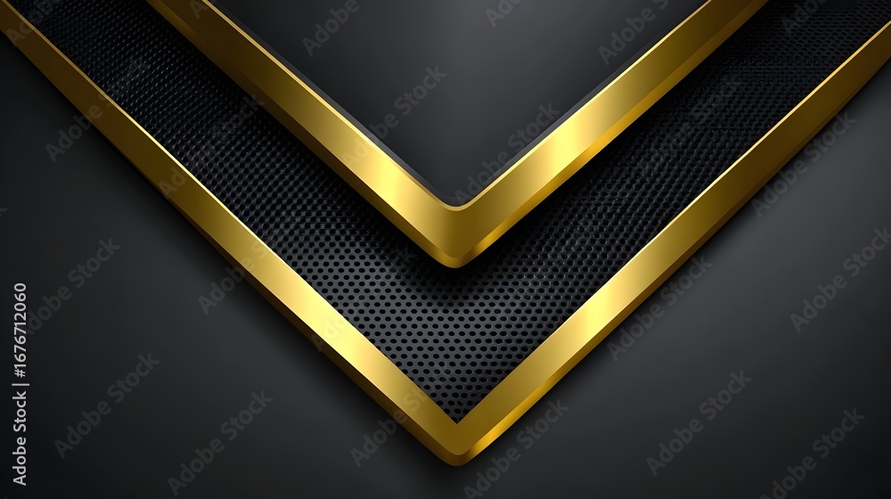 Poster striking abstract background featuring a bold geometric pattern of golden metallic elements on a sle