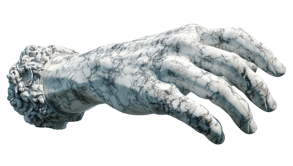 Detailed 3D marble hand sculpture