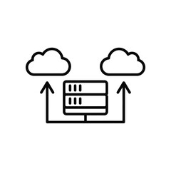 Cloud Data Exchange Icon: Illustrating the seamless transfer of information between cloud storage and a centralized server, this icon is perfect for representing data management.